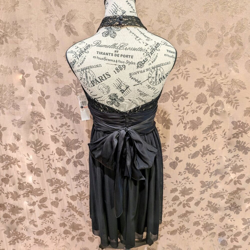 Maggy London Black Crochet Accent Halter Midi Dress, Size 10, New With Tags! - Picture 6 of 13